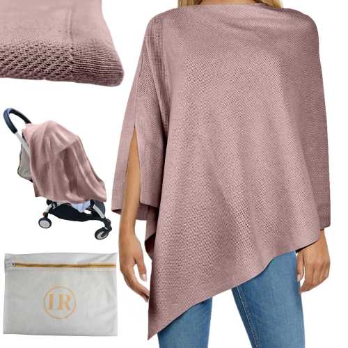 Mauve Breathable Knit Nursing Cover | Poncho Cover, Baby Blanket, Breastfeeding Scarf, Car Seat Canopy