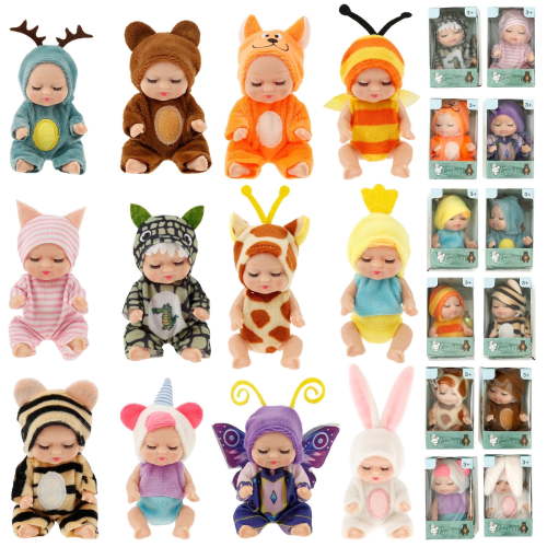 Keyohome 12Pcs Mini Baby Dolls,4.3" Newborn Dolls Gift Set,Cute Reborn Baby Dolls Toys for Kids 3+,with Clothes