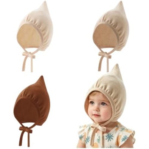 Newborn Baby Hospital Hat Soft Cotton Infant Pointed Hat with Adjustable Tie Cute Beanie Cap for Baby Boys Girls