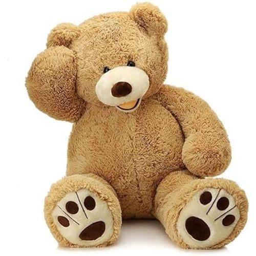 MorisMos Smiling Giant Teddy Bear, 39inch Large Stuffed Animal Bears with Big Footprints Plush, Kids Girlfriend Boyfriend Gift, Light Brown