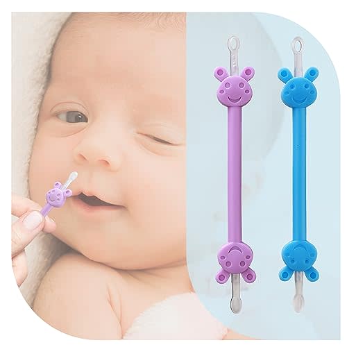 Baby Nose Ear Cleaning Tool 2 Pack - Nasal Booger Ear Clearner Dual Earwax Snot Remover,Suitable for Newborns and Infants with Soft Flexible Silicone Dual Ended Design