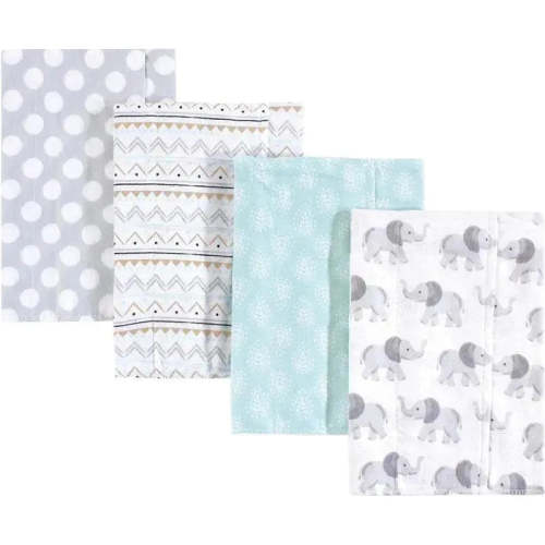 Baby Vision - Hudson Baby Unisex Baby Cotton Flannel Burp Cloths, Gray Elephant