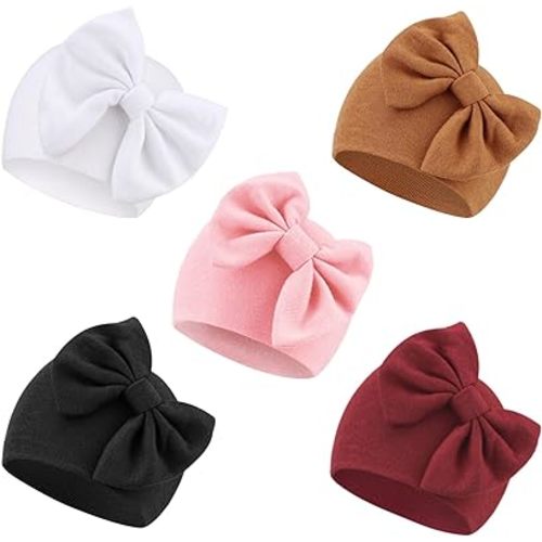 Newborn Baby Girl Hats with Bow Cotton Toddler Infant Beanie Cap Newborn Hospital Hats for Baby Girl Kid 0-24 Months