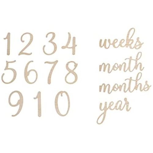 Pearhead Wooden Milestone Numbers & Words, Baby Announcement Cards, Milestone Marker Keepsakes, Pregnancy Milestone Markers, Wooden Photo Props for Pregnancy and Baby