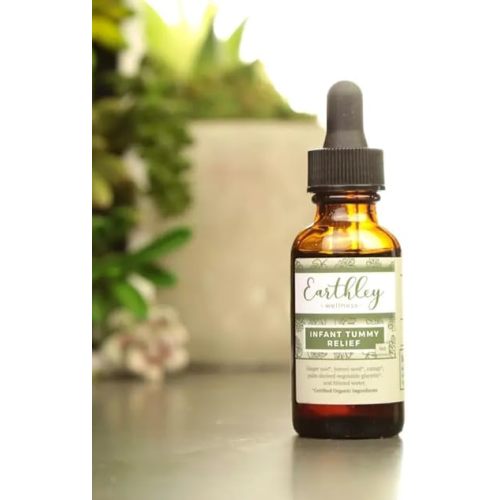 Earthley Wellness Infant Tummy Relief, Gripe Water, Organic Herbal Tincture for Gas, Bloating, and Hiccups in Babies & Kids, Gentle Stomach Support with Fennel, Ginger, & Catnip, Alcohol-Free (2 oz)