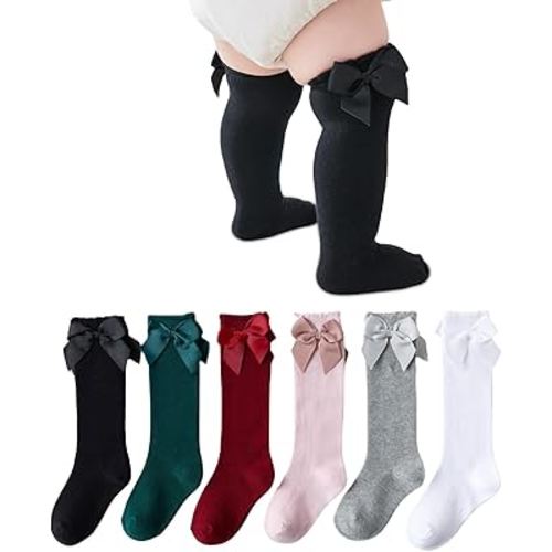 SHUIMUHUABEN Baby Knee High Socks Tube Newborn Infants Toddlers Uniform Ruffled Girls