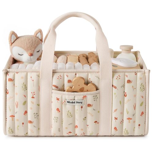 Cutebabybuy Blissful Diary Woodland Diaper Caddy Organizer, Stylish Nursery Storage Basket, Gift for Baby Shower, Newborn Essentials, Woodla - Blissful Diary Woodland Diaper Caddy Organizer, Stylish Nursery Storage Basket, Gift for Baby Shower, Newborn Es