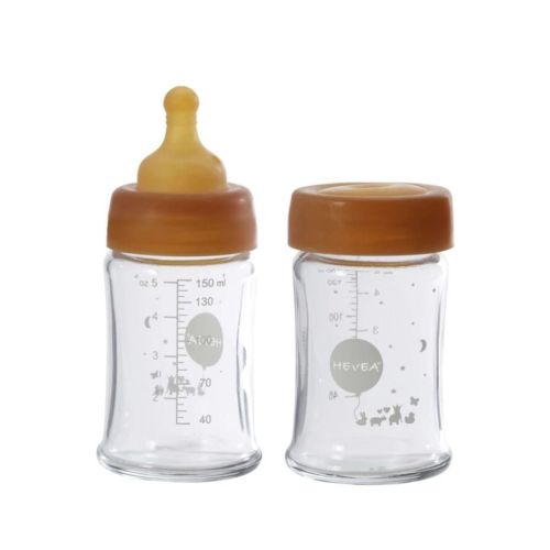 Hevea Wide Neck Baby Glass Bottles 150ml/5oz- Two-Pack