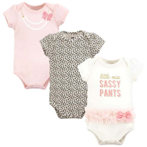 Hudson Baby Infant Girl Cotton Bodysuits, Miss Sassy Pants, 6-9 Months