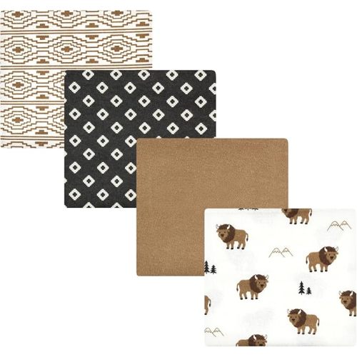 Hudson Baby Unisex Baby Cotton Flannel Receiving Blankets, Wild Buffalo, One Size