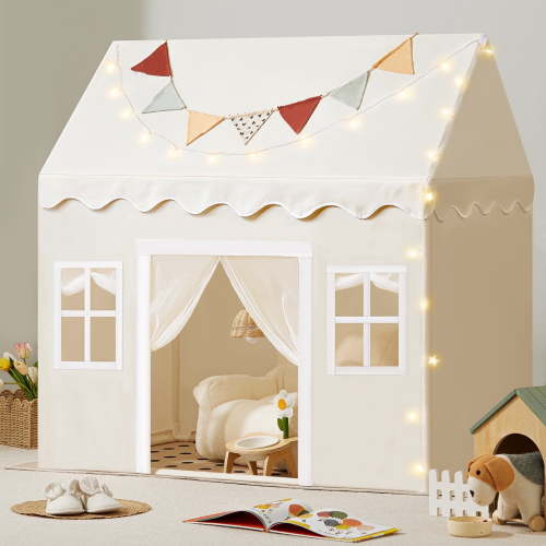 Tiny Land Play Tent with Padded Mat & LED Lights, Kids Tent, Playhouse for Kids, Indoor Bed Tent for Toddler, Toys for 3,4,5,6 Year Old Girls