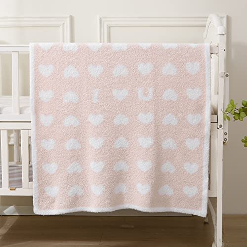 BOBOYOYO Plush Baby Blankets for Newborn Girls Boys Heart Soft Fuzzy Warm Swaddle Receiving Blanket 30 x 40 Polyester Toddler Blanket for Crib Stroller Nursery