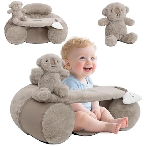KAKIBLIN Baby Sit Me Up Seat, Inflatable Baby Seat with Cover for Babies 3-36 Months,Portable,Inflatable Sit & Play Floor Seats for Sitting Up (Grey)