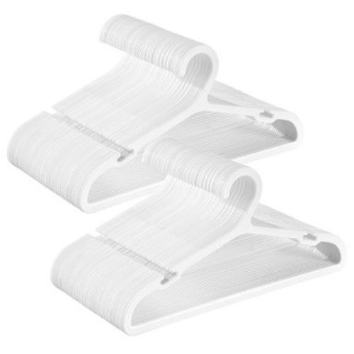 SONGMICS Kids Hangers 100 Pack, Plastic Baby Hangers for Closet, 14 x 7 Inches, for Children Aged 7-12 Years, Space-Saving, Non-Slip, Cloud White