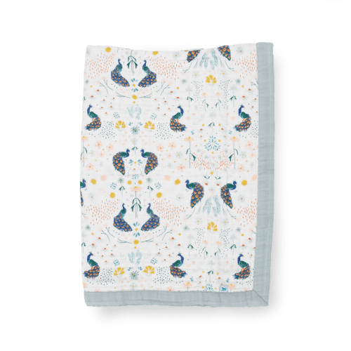 Cotton Muslin Baby Quilt - Peacock