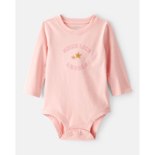 Baby Girl Shine Like Abuela Cotton Long-Sleeve Graphic Bodysuit - Pink | Carter's