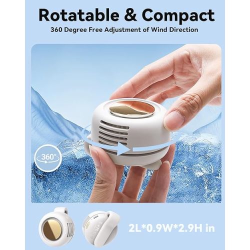 Portable Silent Mini Bladeless Fan Clip On, Small Fan Clip on for Shirt & Waist, Adjustable 3-Speed Suspended Whirlwind Fans, For Outdoor & Travel & Office, Travel Accessories, Gift