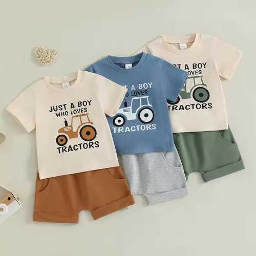 Tractor Toddler Outfit, Baby Boy Set, Summer Kids Outfit