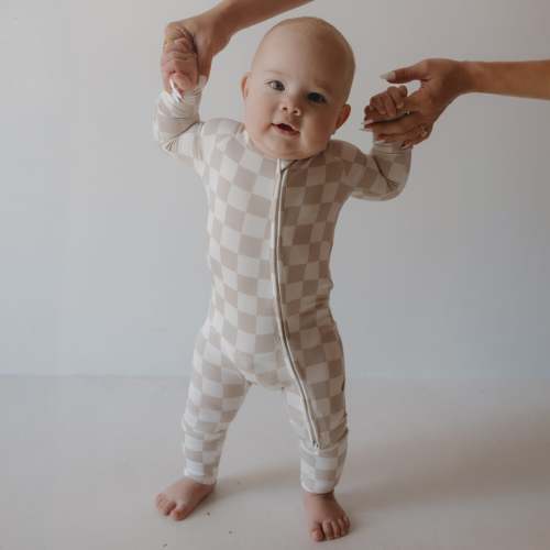 Bamboo Zip Pajamas | Checkerboard – forever french baby