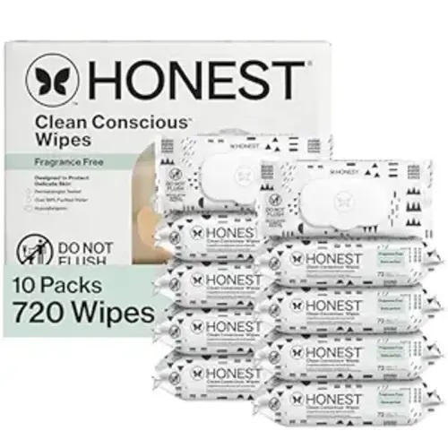 The Honest Company Baby Wipes for Sensitive Skin, Hypoallergenic, Fragrance-Free, Multi-Use, Pattern Play Design, 720 Count (8 Packs of 90)