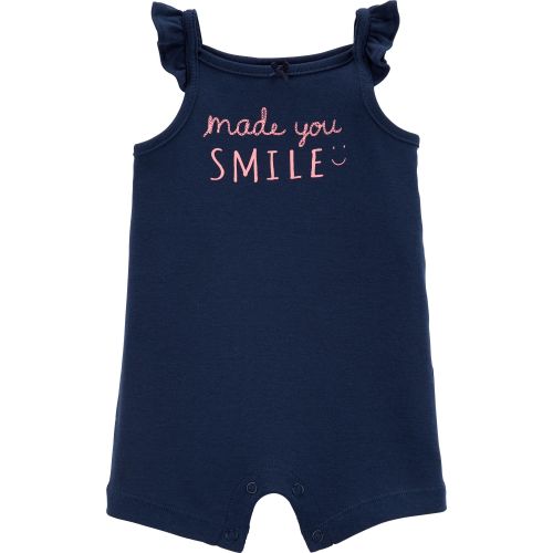 Made You Smile Romper - 6M - Navy