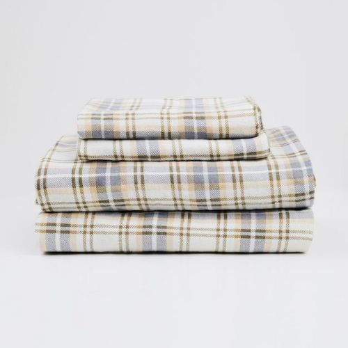 Lintex Linens Melly Plaid 100% Cotton 4-Piece Flannel Sheet Set – Cozy, Durable & Comfortable Winter Bedding - King