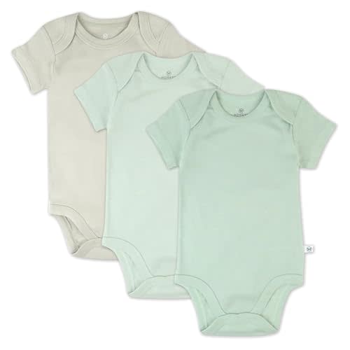 HonestBaby 3-pack Short Sleeve Bodysuits One-piece 100% Organic Cotton for Infant Baby Boys, Girls, Unisex