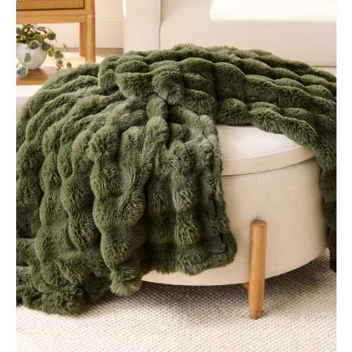 Better Homes & Gardens Green Bubble Faux Fur Ultra Soft Luxury Oversized Throw Blanket 50" x 72", Sea Turtle