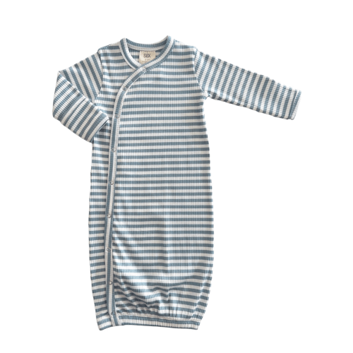 Dusty Blue Stripe Ribbed Gown – With Love, Poppy