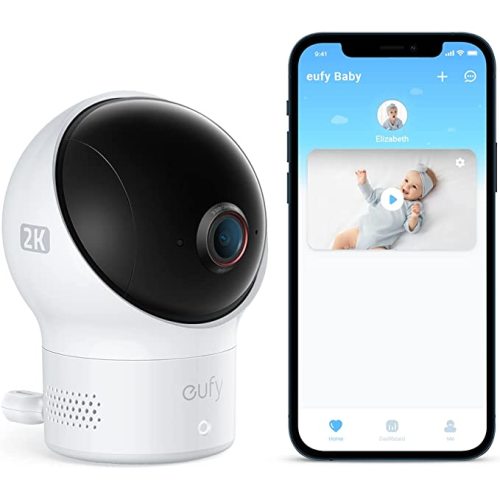 eufy Care Baby Monitor 2, Video Baby Monitor with Wi-Fi, 2K Resolution with Pan & Tilt, Night Vision, Sound and Room Temperature Detection, Baby Camera Monitor, Requires 2.4GHz Wi-Fi