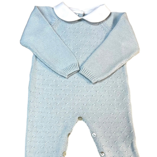 Diagonal Pattern Knit Collared Footie - Baby Bloomers