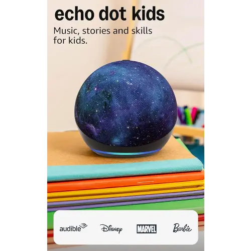 Amazon Echo Dot Kids (newest model) - Designed for kids, with Alexa+ Early Access, parental controls, Includes 1 Year of Amazon Kids+, Stardust