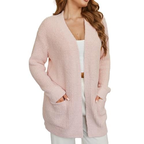 Snuggle Sac Cardigan Sweaters for Women with Pocket Trendy Casual Long Sleeve Tops Open Front Fall Winter Coats
