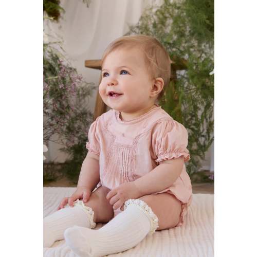 Organic Cotton Misty Playsuit - Shell Pink