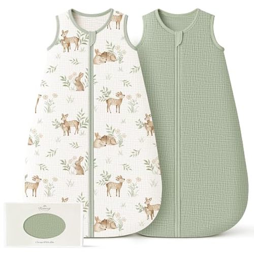 Konssy Muslin Baby Sleep Sack 6-12 Months, 0.8 TOG Baby Wearable Blanket