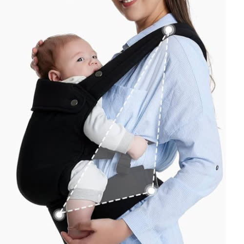 Momcozy Baby Carrier - Ergonomic, Cozy and Lightweight Carrier for 7-44lbs, Effortless to Put On, Ideal for Hands-Free Parenting, Enhanced Lumbar Support, Purehug for Infant to Toddler, Black