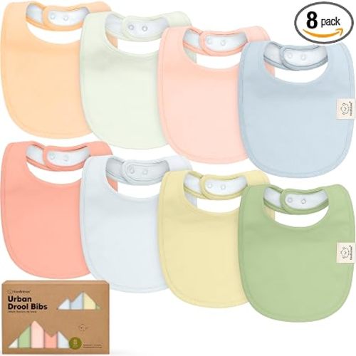 KeaBabies 8-Pack Organic Baby Bibs for Drooling and Teething (Dew) | Soft Cotton Bibs for Baby Girl, Boy, Extra Absorbent, Easy to Clean & Put On, Toddler, Newborn, Infant 0-24 Months