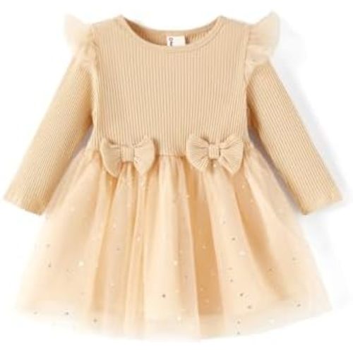 PATPAT Baby Girl Dress Christmas Winter Toddler Birthday Party Tulle Long Sleeve Tutu Dresses 3-24 Months Clothes