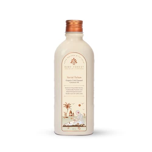 Baby&Forest Narial Tailam Organic Cold Pressed Coconut Oil| 100% Natural | Coconut Oil for Baby Skin & Hair Care| Derma Safe | Cruelty-Free | 200 ml