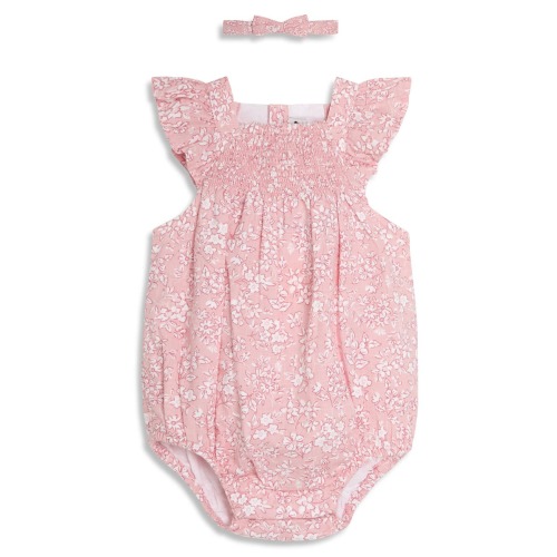 Floral Smocked Bodysuit & Headband Set, 0-3M