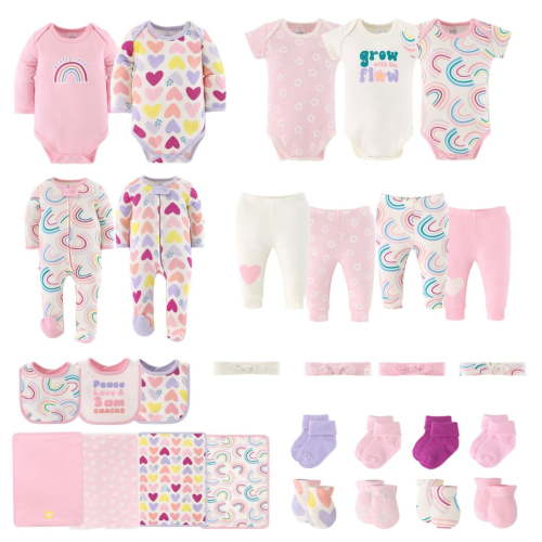 The Peanutshell Newborn Baby Layette Gift Set for Baby Girls, Pretty Sweet, 0-3 Months, 30-Piece