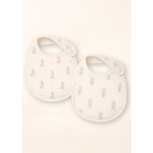 Bunny & Lily of the Valley - Premium Muslin Bib 2-Pack
