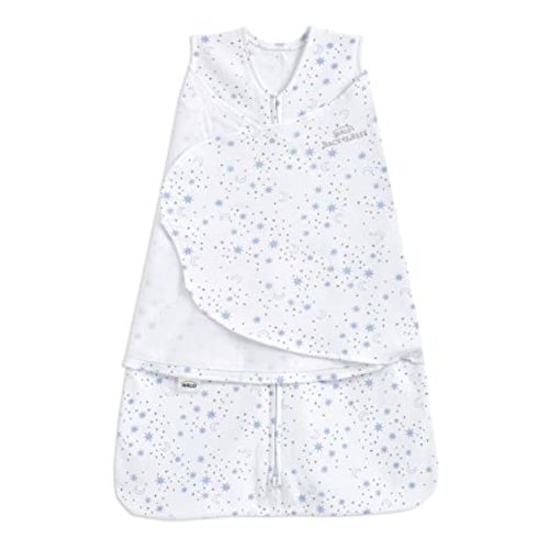 HALO 100% Cotton Sleepsack Swaddle, 3-Way Adjustable Wearable Blanket, TOG 1.5, Midnight Moons Blue, Small, 3-6 Months