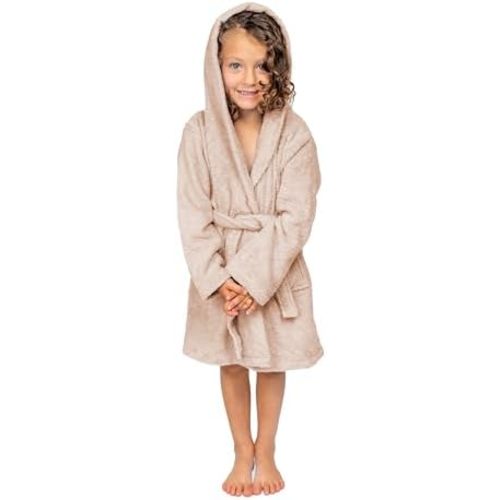 BAGNO MILANO Organic Turkish Cotton Kids Bathrobe, Soft Terry Cotton-Acrylic Hooded Towel Robe for Boys, Girls