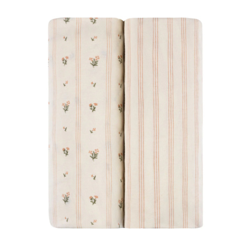 Linear Floral Crib Sheet Set Crib Sheet Set – Ely's & Co.