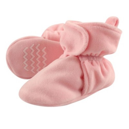 Hudson Baby Infant and Toddler Girl Cozy Velour Booties, Light Pink, 0-6 Months
