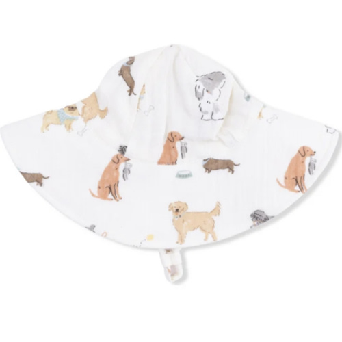 Awesome Dogs, Wide Brim Sun Hat - Angel Dear Hats & Mittens | Maisonette