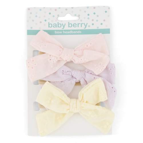 Multi Colour Baby Broderie Bows 3 Pack | Best&Less™ Online