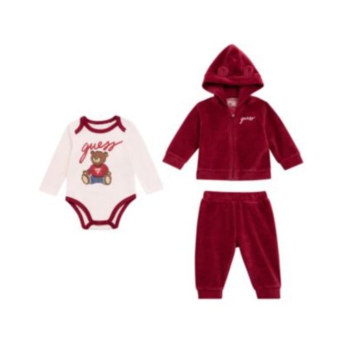 Baby Girls 3-Piece Hooded Sweatshirt, Long Sleeve Bodysuit and Matching Pant Set