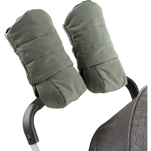 Zsedrut Stroller Gloves Universal Winter Anti-Freeze Stroller Mittens Water Repellent Hand Warmer Muff Fleece Lined,Winter Stroller Accessories (Army Green)